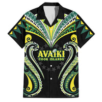 Custom Rugby Cook Islands Avaiki Family Matching Short Sleeve Bodycon Dress and Hawaiian Shirt Black Kuki Airani Tribal Maori Inspired LT9 Dad's Shirt - Short Sleeve Black - Polynesian Pride