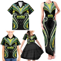 Custom Rugby Cook Islands Avaiki Family Matching Tank Maxi Dress and Hawaiian Shirt Black Kuki Airani Tribal Maori Inspired LT9 - Polynesian Pride