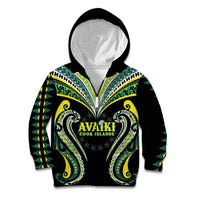 Custom Rugby Cook Islands Avaiki Kid Hoodie Black Kuki Airani Tribal Maori Inspired LT9 Zip Hoodie Black - Polynesian Pride