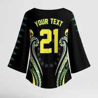 Custom Rugby Cook Islands Avaiki Kimono Sleeve Blouse Black Kuki Airani Tribal Maori Inspired LT9 - Polynesian Pride