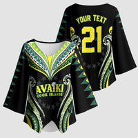 Custom Rugby Cook Islands Avaiki Kimono Sleeve Blouse Black Kuki Airani Tribal Maori Inspired LT9 - Polynesian Pride