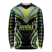 Custom Rugby Cook Islands Avaiki Long Sleeve Shirt Black Kuki Airani Tribal Maori Inspired LT9 Unisex Black - Polynesian Pride