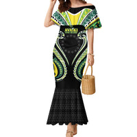 Custom Rugby Cook Islands Avaiki Mermaid Dress Black Kuki Airani Tribal Maori Inspired LT9 Women Black - Polynesian Pride