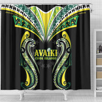 Rugby Cook Islands Avaiki Shower Curtain Black Kuki Airani Tribal Maori Inspired LT9 - Polynesian Pride