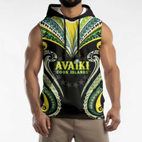 Custom Rugby Cook Islands Avaiki Sleeveless Hoodie - Kuki Airani Tribal Black LT9 - Polynesian Pride