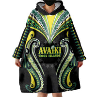 Custom Rugby Cook Islands Avaiki Wearable Blanket Hoodie Black Kuki Airani Tribal Maori Inspired LT9 - Polynesian Pride