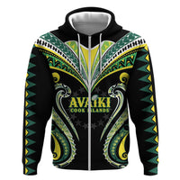 Custom Rugby Cook Islands Avaiki Zip Hoodie Black Kuki Airani Tribal Maori Inspired LT9 Zip Hoodie Black - Polynesian Pride