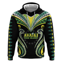 Custom Rugby Cook Islands Avaiki Zip Hoodie Black Kuki Airani Tribal Maori Inspired LT9 Pullover Hoodie Black - Polynesian Pride