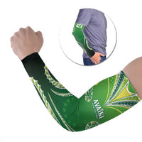 Custom Rugby Cook Islands Avaiki Arm Sleeves Green Kuki Airani Tribal Maori Inspired LT9 Set of 2 Green - Polynesian Pride