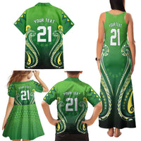 Custom Rugby Cook Islands Avaiki Family Matching Tank Maxi Dress and Hawaiian Shirt Green Kuki Airani Tribal Maori Inspired LT9 - Polynesian Pride