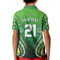 Custom Rugby Cook Islands Avaiki Kid Polo Shirt Green Kuki Airani Tribal Maori Inspired LT9 - Polynesian Pride