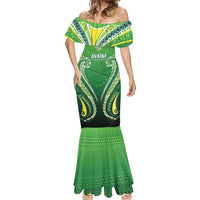 Custom Rugby Cook Islands Avaiki Mermaid Dress Green Kuki Airani Tribal Maori Inspired LT9 - Polynesian Pride
