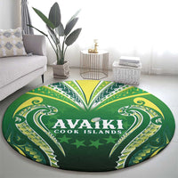 Rugby Cook Islands Avaiki Round Carpet Green Kuki Airani Tribal Maori Inspired LT9 - Polynesian Pride