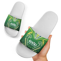 Rugby Cook Islands Avaiki Slide Sandals Green Kuki Airani Tribal Maori Inspired LT9 - Polynesian Pride