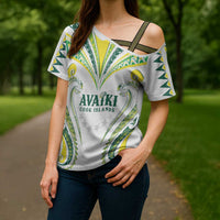 Custom Rugby Cook Islands Avaiki Cross Shoulder Shirt White Kuki Airani Tribal Maori Inspired LT9 - Polynesian Pride