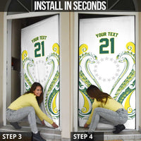 Custom Rugby Cook Islands Avaiki Door Cover White Kuki Airani Tribal Maori Inspired LT9 - Polynesian Pride