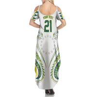 Custom Rugby Cook Islands Avaiki Family Matching Summer Maxi Dress and Hawaiian Shirt White Kuki Airani Tribal Maori Inspired LT9 - Polynesian Pride