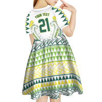 Custom Rugby Cook Islands Avaiki Kid Short Sleeve Dress White Kuki Airani Tribal Maori Inspired LT9 - Polynesian Pride