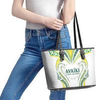 Rugby Cook Islands Avaiki Leather Tote Bag White Kuki Airani Tribal Maori Inspired LT9 - Polynesian Pride