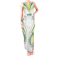 Custom Rugby Cook Islands Avaiki Tank Maxi Dress White Kuki Airani Tribal Maori Inspired LT9 Women White - Polynesian Pride