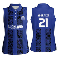 Custom Oceania Football NZ Auckland Women Sleeveless Polo Shirt Maori Tribal Pattern LT9 - Polynesian Pride