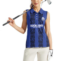 Custom Oceania Football NZ Auckland Women Sleeveless Polo Shirt Maori Tribal Pattern LT9 - Polynesian Pride