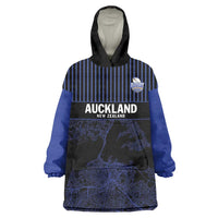 Custom Oceania Football NZ Auckland Wearable Blanket Hoodie Minimal City Map Style LT9 One Size Blue - Polynesian Pride
