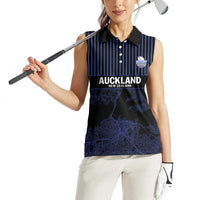 Custom Oceania Football NZ Auckland Women Sleeveless Polo Shirt Minimal City Map Style LT9 - Polynesian Pride