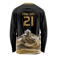 Custom Oceania Football NZ South Island Long Sleeve Shirt Minimal Mount Cook Silhouette