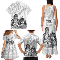 Aroha Maori Language Family Matching Tank Maxi Dress and Hawaiian Shirt Te Reo Maori Inspired Art LT9 - Polynesian Pride