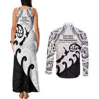 Kia Haka Maori language Couples Matching Tank Maxi Dress and Long Sleeve Button Shirt Te Reo Maori Inspired Art LT9 - Polynesian Pride