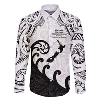 Kia Haka Maori language Family Matching Tank Maxi Dress and Hawaiian Shirt Te Reo Maori Inspired Art LT9 Dad's Shirt - Long Sleeve white - Polynesian Pride