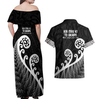 Kia Mau Ki To Ukaipo Couples Matching Off Shoulder Maxi Dress and Hawaiian Shirt Te Reo Maori Koru Fern Art LT9 - Polynesian Pride