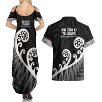 Kia Mau Ki To Ukaipo Couples Matching Summer Maxi Dress and Hawaiian Shirt Te Reo Maori Koru Fern Art LT9 - Polynesian Pride