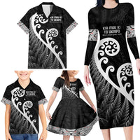 Kia Mau Ki To Ukaipo Family Matching Long Sleeve Bodycon Dress and Hawaiian Shirt Te Reo Maori Koru Fern Art LT9 - Polynesian Pride
