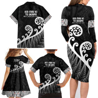 Kia Mau Ki To Ukaipo Family Matching Long Sleeve Bodycon Dress and Hawaiian Shirt Te Reo Maori Koru Fern Art LT9 - Polynesian Pride