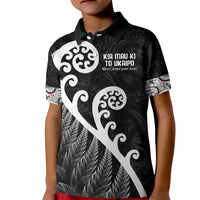 Kia Mau Ki To Ukaipo Kid Polo Shirt Te Reo Maori Koru Fern Art LT9 Kid Black - Polynesian Pride