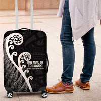 Kia Mau Ki To Ukaipo Luggage Cover Te Reo Maori Koru Fern Art LT9 Black - Polynesian Pride
