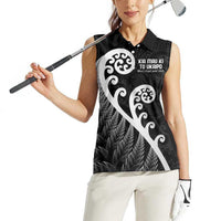 Kia Mau Ki To Ukaipo Women Sleeveless Polo Shirt Te Reo Maori Koru Fern Art LT9 - Polynesian Pride