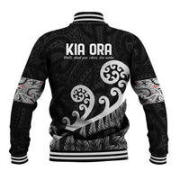 Kia Ora Maori Language Baseball Jacket Te Reo Maori Koru Fern Art