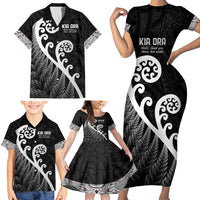Kia Ora Maori Language Family Matching Short Sleeve Bodycon Dress and Hawaiian Shirt Te Reo Maori Koru Fern Art LT9 - Polynesian Pride