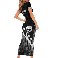Kia Ora Maori Language Short Sleeve Bodycon Dress Te Reo Maori Koru Fern Art LT9 - Polynesian Pride