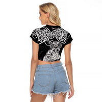 Te Reo Maori Tiki Inspired Art Raglan Cropped T Shirt