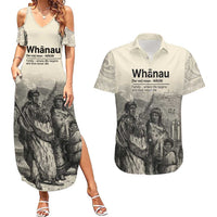 Whanau Maori Language Couples Matching Summer Maxi Dress and Hawaiian Shirt Te Reo Maori Inspired Art LT9 Nude - Polynesian Pride