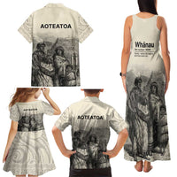 Whanau Maori Language Family Matching Tank Maxi Dress and Hawaiian Shirt Te Reo Maori Inspired Art LT9 - Polynesian Pride