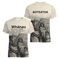 Whanau Maori Language Women V-Neck T-Shirt Te Reo Maori Inspired Art LT9 - Polynesian Pride
