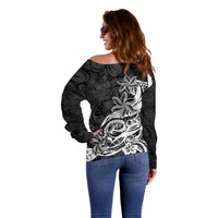 Polynesian Sunset Plumeria Off Shoulder Sweater Pacific Island Tribal Black Style LT9 - Polynesian Pride