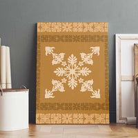 Hawaiian Quilt Block Design Canvas Wall Art Gold Hawaii Culture Motifs - Polynesian Pride