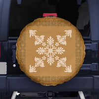 Hawaiian Quilt Block Design Spare Tire Cover Gold Hawaii Culture Motifs LT9 No hole Gold - Polynesian Pride