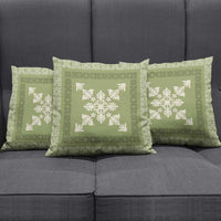Hawaiian Quilt Block Design Pillow Cover Lime Hawaii Culture Motifs - Polynesian Pride